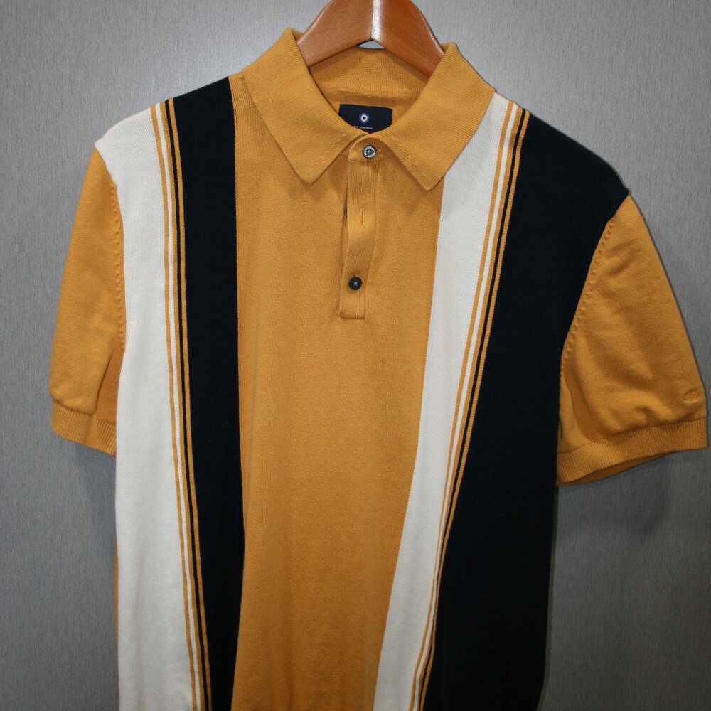Ben Sherman Gold, Blue, & White Striped Polo